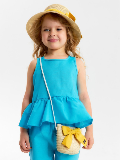 Блузка для девочки, MINAKU, голубая, рост 116 см