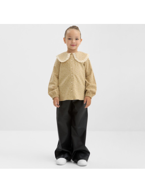 Рубашка для девочки из фланели KAFTAN, бежевая, размер 34 (122-128 см)