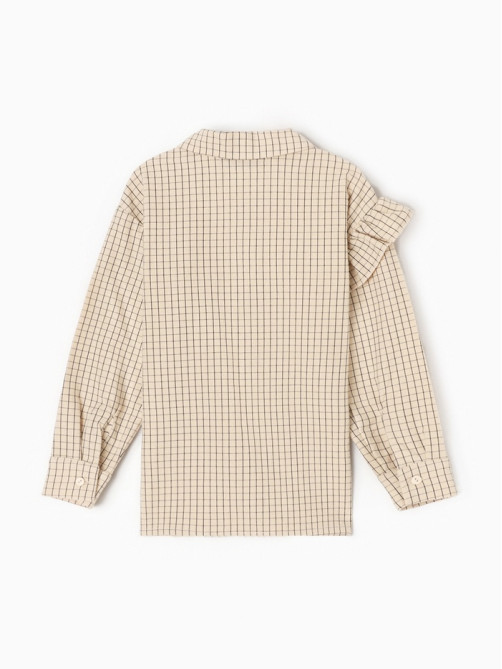 Рубашка для девочки в клетку KAFTAN, бежевая, размер 32 (110-116 см)