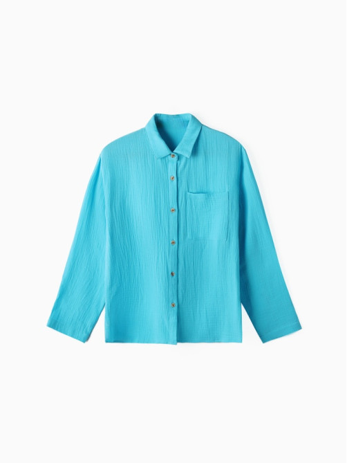 Рубашка из муслина для девочки KAFTAN, голубая, рост 152 см