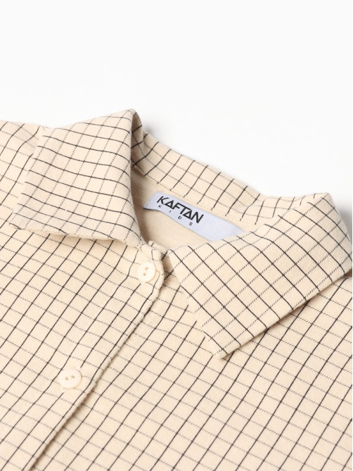 Рубашка для девочки в клетку KAFTAN, бежевая, размер 30 (98-104 см)