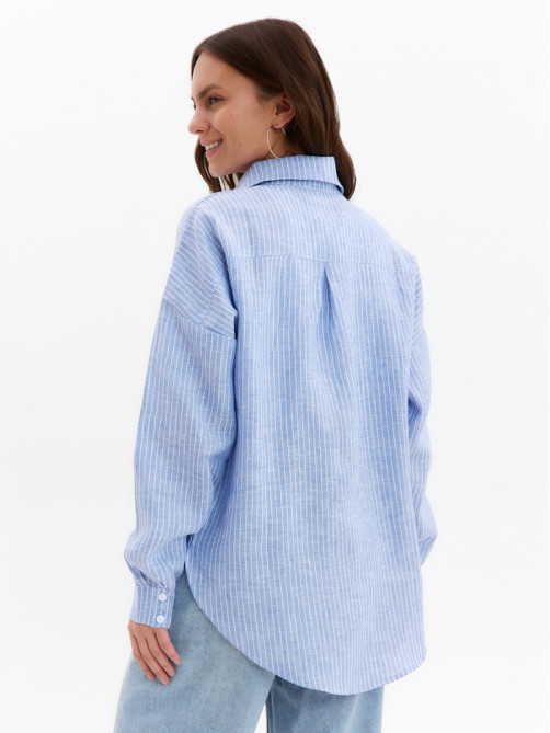Рубашка женская MINAKU oversize в полоску, белая, голубая, размер 44