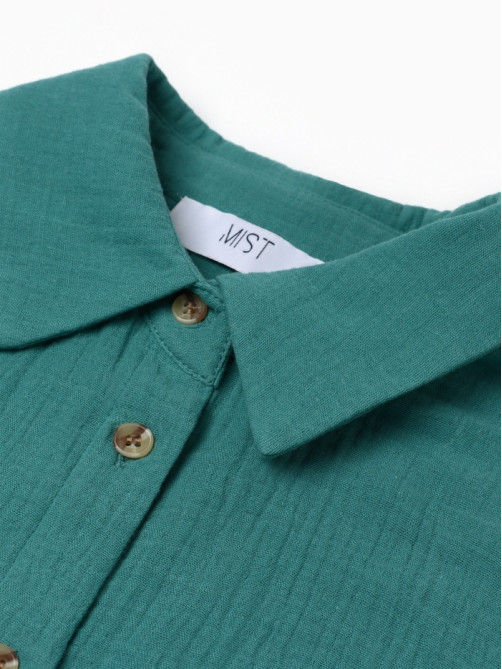 Рубашка женская оверсайз MIST Muslin, размер 40 (XS), бирюзовая