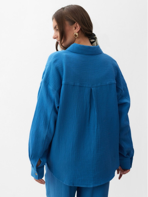 Рубашка женская оверсайз MIST Muslin, размер 40 (XS), синяя