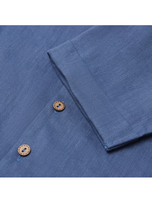 Рубашка для мальчика «Крошка Я» Linen, рост 86-92, синяя