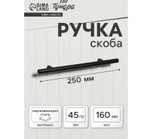 Ручка рейлинг ТУНДРА, облегчённая, d=12 мм, м/о 160/250 мм, внеш. ножка, цвет черный