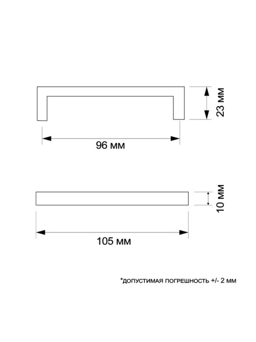 Ручка-скоба CAPPIO SQUARE RSC008, нержавеющая сталь, м/о 96 мм, цвет серебро, 4 шт.