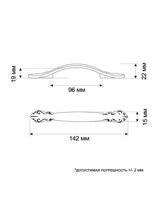 Ручка-скоба ТУНДРА LIGHT, м/о 96 мм, белая, с золотой вставкой, 4 шт.