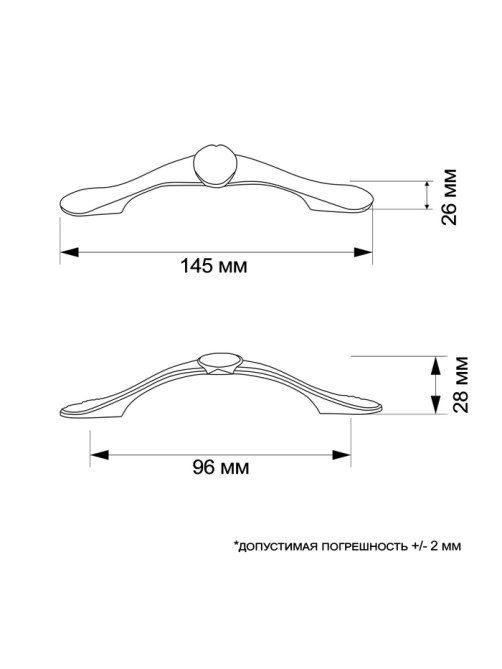 Ручка-скоба мебельная PC177AB, м/о 96 мм, цвет бронза, 4 шт.