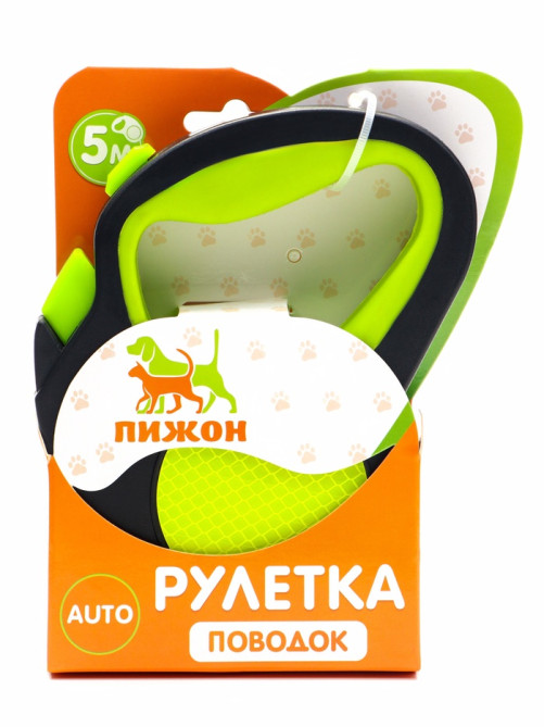Рулетка «Пижон» светоотражающая, 5 м, до 30 кг, лента, прорезиненная ручка, зелёная
