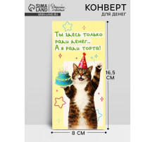 Конверт для денег «С Днём рождения!», 16.5×8 см