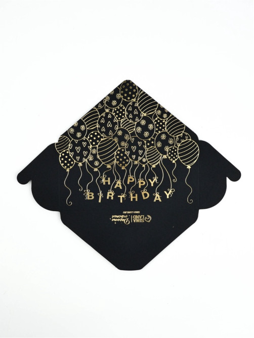 Конверт для денег Happy Birthday, 16.5×8 см, тиснение, чёрный крафт