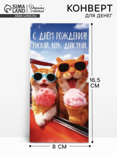Конверт для денег «С Днём Рождения»,16.5×8 см