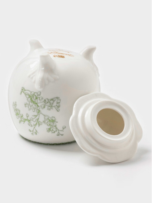 Сахарница WY Bloomware, 300 мл, 12×9 см, фарфор, зелёная, белая
