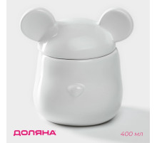 Сахарница Доляна «Мишка Отто», 400 мл, 11×12×12.5 см, белая