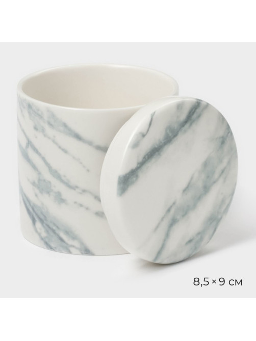 Сахарница Magistro Real Marble, 250 мл, 8.5×9 см, фарфор, белая