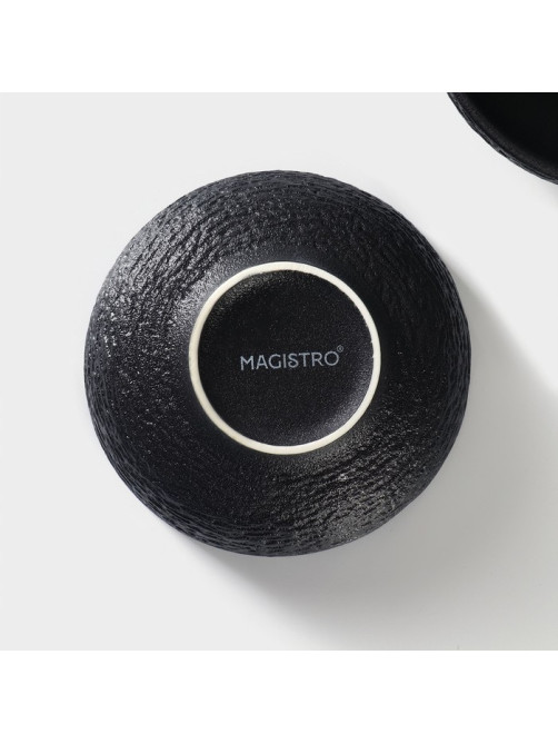 Салатники Magistro Lofty, 300 мл, d=12 см, набор 2 шт., фарфор, чёрные