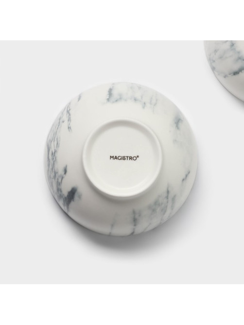 Салатники Magistro Real Marble, 380 мл, 11.6×6.5 см, набор 2 шт., фарфор, белые