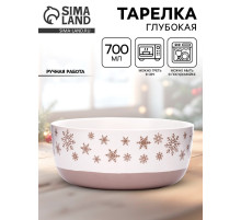 Тарелка новогодняя суповая «Снежная сказка», 15×7 см, 700 мл, ручная работа