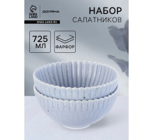 Салатники Доляна «Коралл», d=16.1 см, набор 2 шт., фарфор, голубые
