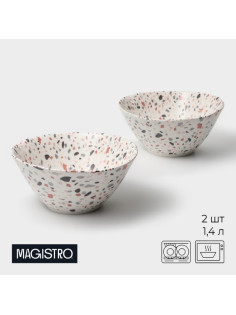 Салатники Magistro Terazzo, 1.4 л, 20×9 см, набор 2 шт., фарфор, белые