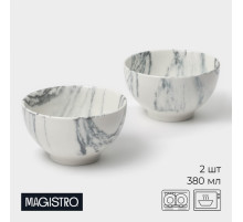 Салатники Magistro Real Marble, 380 мл, 11.6×6.5 см, набор 2 шт., фарфор, белые
