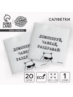 Салфетки бумажные однослойные «Доминируй, чавкай, раздражай», 24×24 см, набор 20 шт.