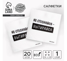Салфетки бумажные однослойные «Не стесняйся-вытирайся», 24×24 см, набор 20 шт.
