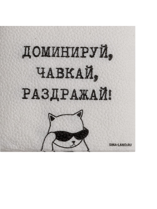 Салфетки бумажные однослойные «Доминируй, чавкай, раздражай», 24×24 см, набор 20 шт.