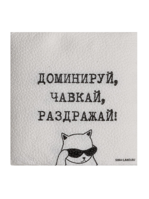 Салфетки бумажные однослойные «Доминируй, чавкай, раздражай», 24×24 см, набор 20 шт.