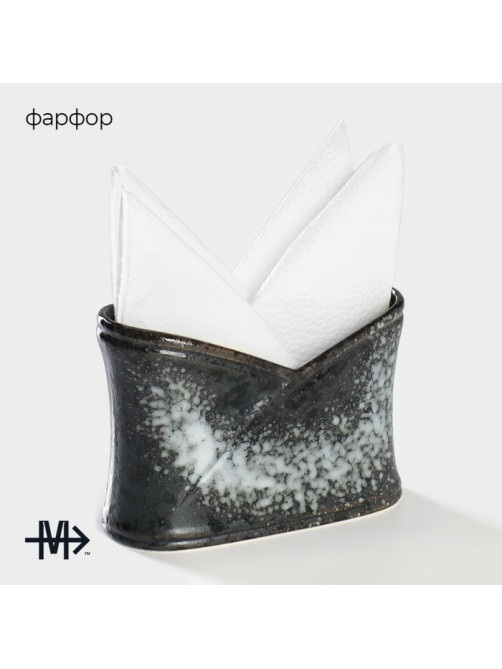 Салфетница Magistro «Ночной дождь», 12×5.7×8.2 см, фарфор, чёрная