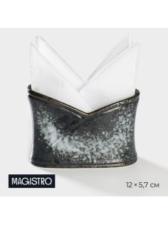 Салфетница Magistro «Ночной дождь», 12×5.7×8.2 см, фарфор, чёрная