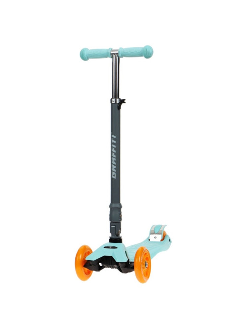 Самокат складной GRAFFITI Baby, колёса световые PU 120/70 мм, ABEC 7, бирюзовый