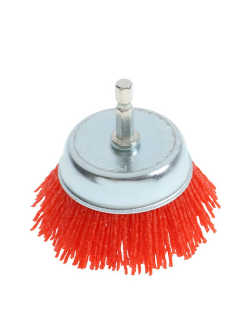 Щетка нейлоновая для дрели ТУНДРА, со шпилькой, «чашка», 75 мм
