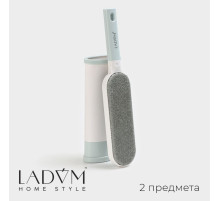 Щётка для одежды и мебели LaDо́m, для удаления шерсти и волос, 30×5.5×2 см, чехол 20×8.5×4.5 см