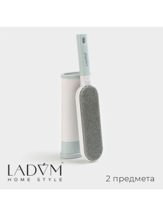 Щётка для одежды и мебели LaDо́m, для удаления шерсти и волос, 30×5.5×2 см, чехол 20×8.5×4.5 см