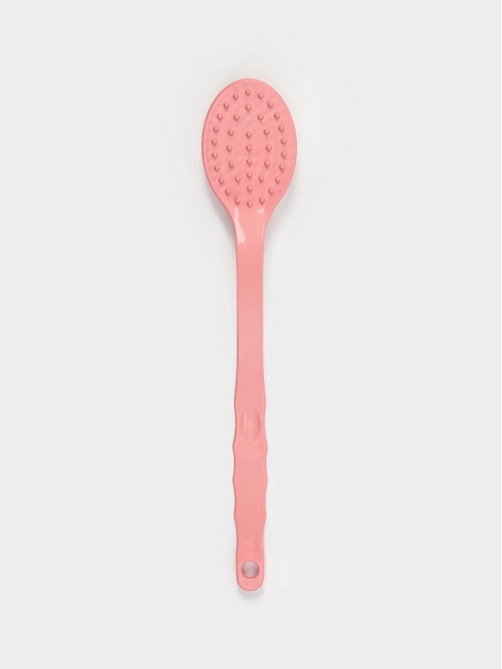 Щётка банная на ручке Доляна, массажёр, 33×6 см, розовая