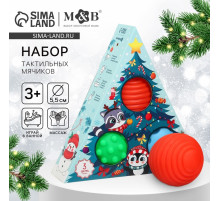 Подарочный новогодний набор развивающих тактильных мячиков Крошка Я «Чудеса рядом», 3 шт.