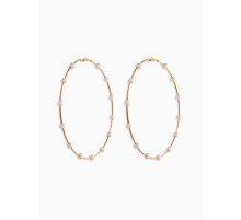 Серьги-кольца «Жемчуг», d=10 см, №6, белые в золоте