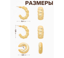 Серьги и каффы QF «Плетённый бублик», набор, цвет золото