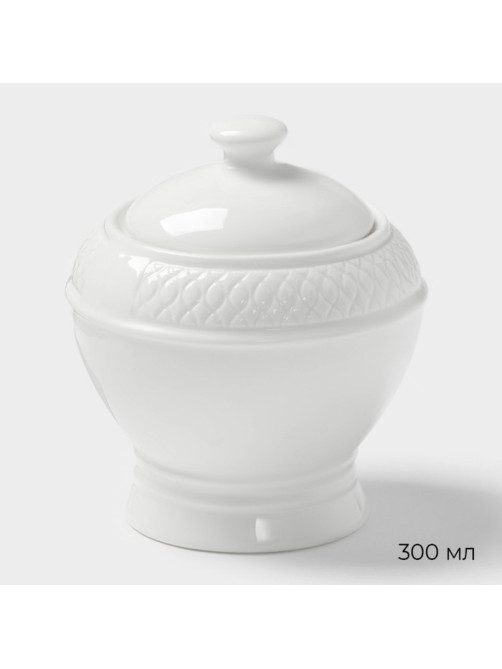 Набор сервировочный Magistro Argos, 2 предмета: молочник 300 мл, сахарница 300 мл, фарфор, белый