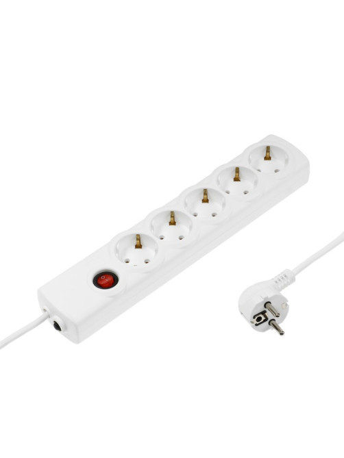 Сетевой фильтр Luazon Lighting, 5 розеток, 5 м, 3500 Вт, 3×1 мм2, 16 A, 220 В, c предохранителем, белый