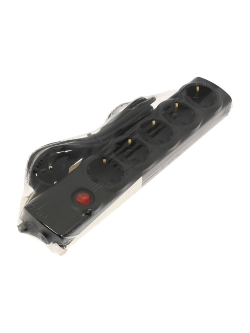 Сетевой фильтр Luazon Lighting, 5 розеток, 3 м, 3500 Вт, 3×1 мм2, 16 A, 220 В, c предохранителем, черный