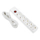 Сетевой фильтр Luazon Lighting, 5 розеток, 5 м, 2200 Вт, 3×0.75 мм2, 10 A, 220 В, c предохранителем, белый