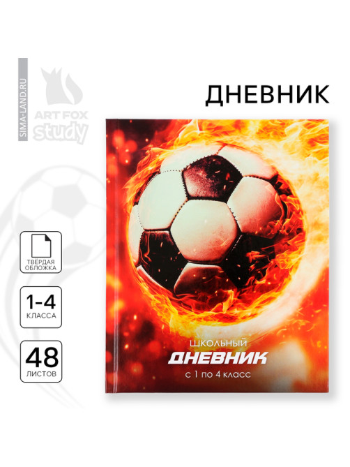 Дневник школьный 1-4 класса, в твердой обложке, 48 л «Футбольный мяч»