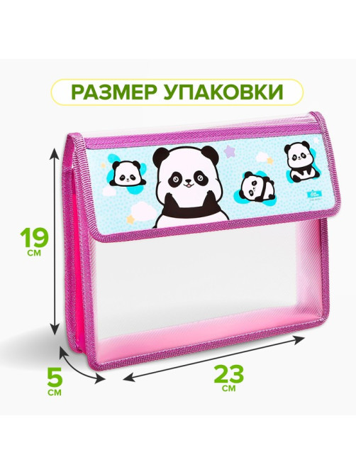 Папка для тетрадей, А5, пластиковая, 23×19×5 см «Пандочки»