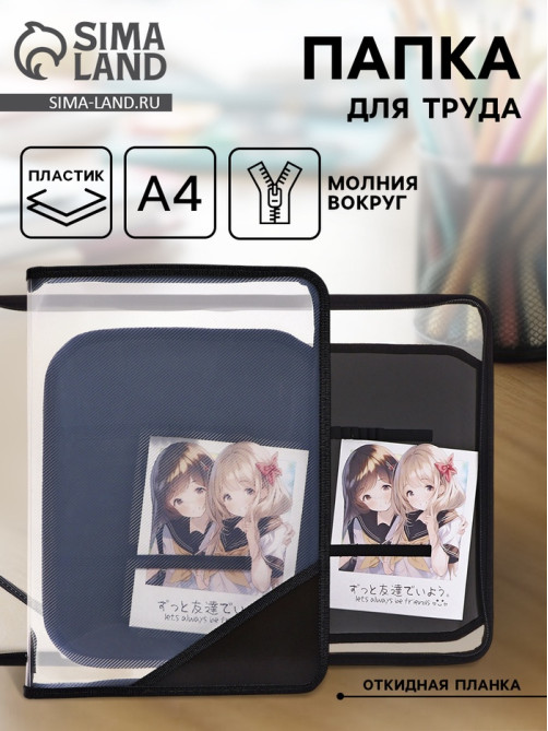 Папка для труда, А4, пластиковая, 23×32.5×2.5 см «Аниме снимок»