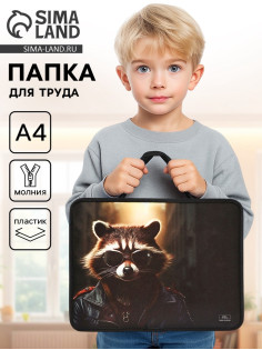 Папка для труда, А4, пластиковая, 33×26×7.5 см «Енот»