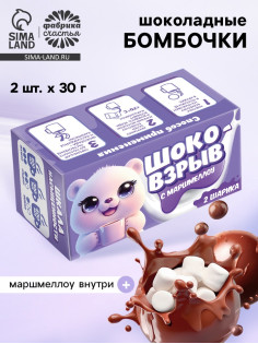 Шоколадные бомбочки с маршмеллоу «Шоко бомб: мишка», 2 шт.