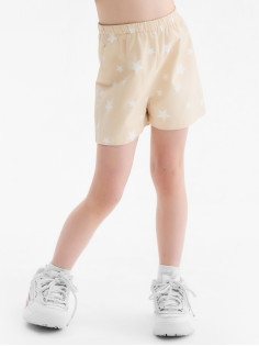 Шорты для девочки, MINAKU: Jeans Collection, бежевые, рост 128 см